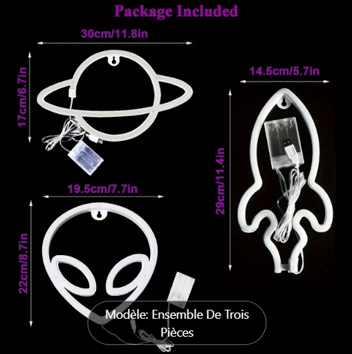 AuraGlow™ - Set Néons Alien Fusée Planète